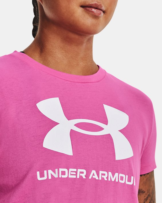 Camiseta de manga corta con estampado UA Sportstyle para mujer, Pink, pdpMainDesktop image number 3